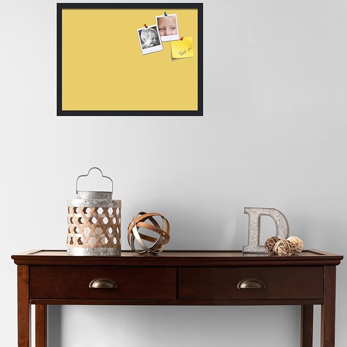 PinPix 24x18 Inch Cork Bulletin Board. This Decorative Framed Pin Board Comes with Honey Pastel Design and a Satin Black Frame. Ideal for Home Office Decor or Message Board (PinPix-1810)-DeskLoop Office