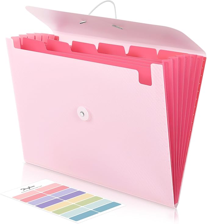 SKYDUE Pink School Office Supplies, Accordion File Organizer by SKYDUE