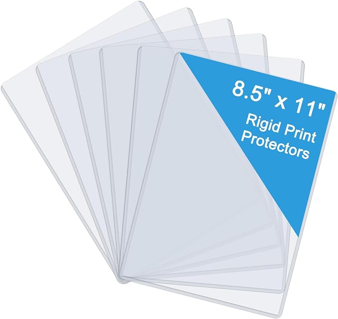 Rainmae 6 Pack 8.5" x 11" Rigid Print Protectors, Paper Sleeves Photo Plastic by Rainmae
