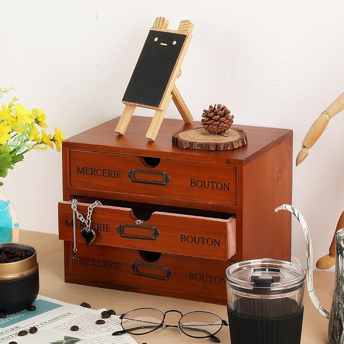 Wooden Storage Box Rustic Desktop Organizer - Image 4