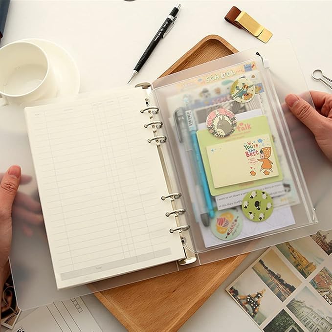 6 Pack A5 6 Holes Binder Zip Pockets Plastic Binder Colored Zipper Folders - Image 2