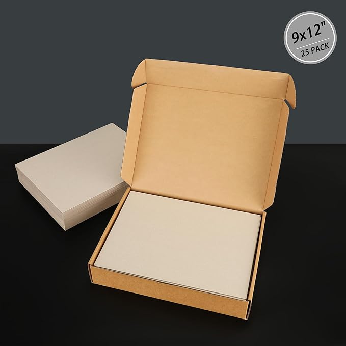 25 Pcs Book Board, Binder Board, Cover Board, Heavy Duty Chipboard for Book Binding, DIY Cardboard (Gray, 9 x 12 Inch 80PT)-DeskLoop Office