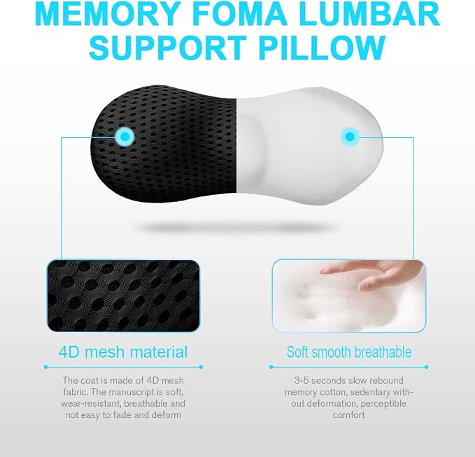Lumbar Support Pillow for Office Chair, Memory Foam Lumbar Pillow for Lower - Image 3