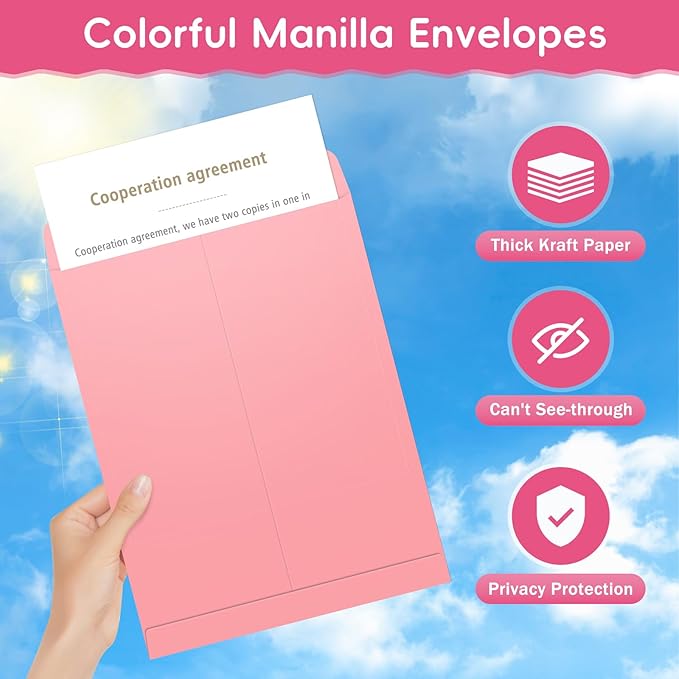 25 Pack Colored Mailing Envelopes, 9 x12 Inches Self-Seal Manilla Envelopes | - Image 4