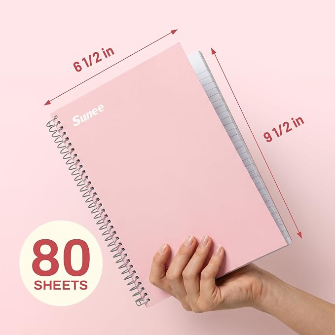 SUNEE Spiral Notebook, College Ruled Paper, 80 Sheets, Spiral Notebooks - Image 2