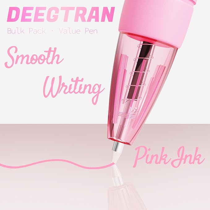 deegtran Pens Bulk, 30 Pack No Bleed Pink Ink Click Pens - Image 3
