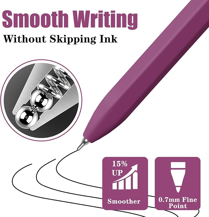 Piochoo Pens Ballpoint, 0.7mm Retractable Pen - Image 3