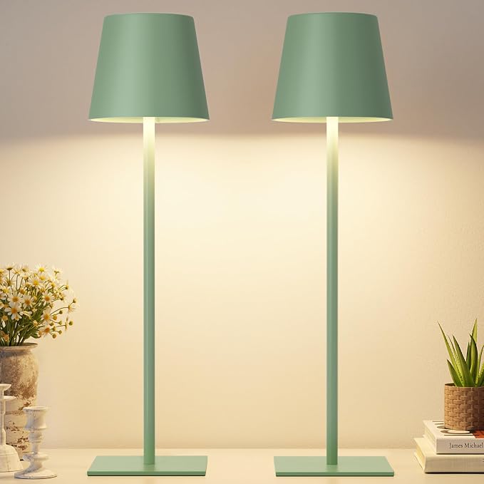 Kakanuo Green Cordless Rechargeable Table Lamp, 2 Pack Portable Desk Lamp - Image 6