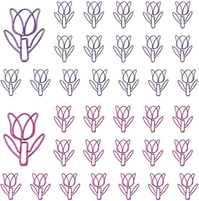 OWLFAVO 36pcs Tulip Flower Shape Paper Clips by OWLFAVO