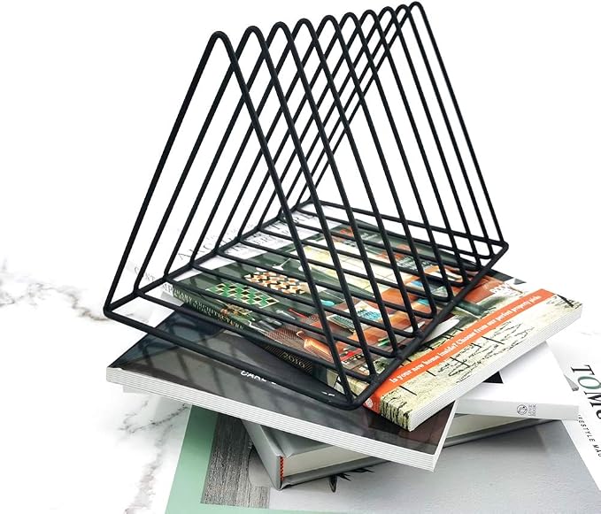 EASEPRES 9 Slot Magazine Rack Book Record Holder, Desktop Iron Storage Rack - Image 3