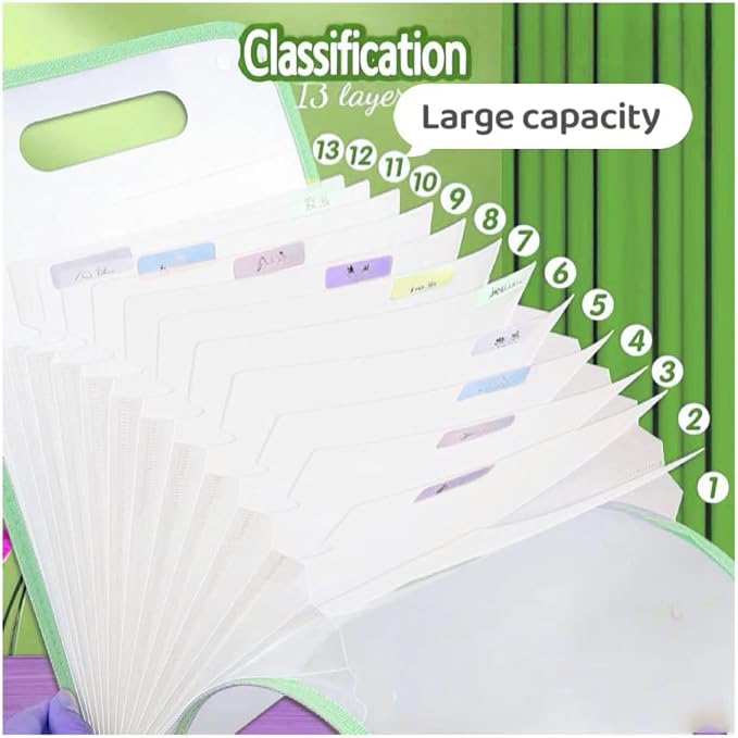 Vertical Accordion File Folder, 13 Pockets Expanding File Organize - Image 4