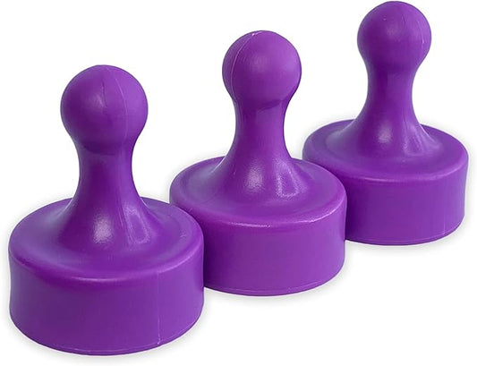 GLASSBOARD STUDIO Powerful Neodymium Magnets, Pawn-Shaped - Strong Fridge/Refrigerator and Whiteboard Magnet, Ideal for Office, Kitchen, Crafts - Rare Earth, Heavy Duty (3, Purple)-DeskLoop Office