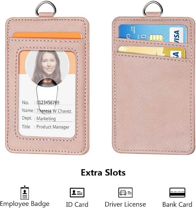 Leather Badge Holder and Adjustable Retractable Lanyards, Quick Release Buckle - Image 3