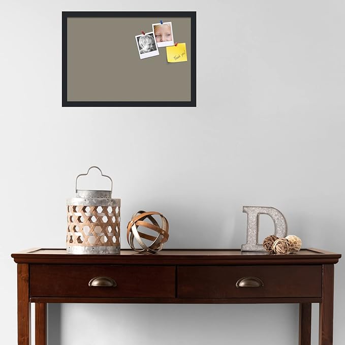 PinPix 22x15 Inch Cork Bulletin Board. This Decorative Framed Pin Board Comes with Pewter Design and a Satin Black Frame. Ideal for Home Office Decor or Message Board (PinPix-1812)-DeskLoop Office