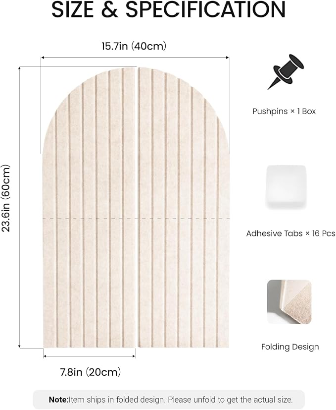 Large Arched Felt Bulletin Board 24"x16" - Image 4