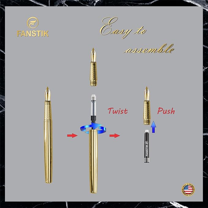 Gold Luxury fountain pen (Made In USA) fancy gift set for women, Real 24K Gold Plating, Professional executive pen gift set for men (Lux fountain Gld)-DeskLoop Office