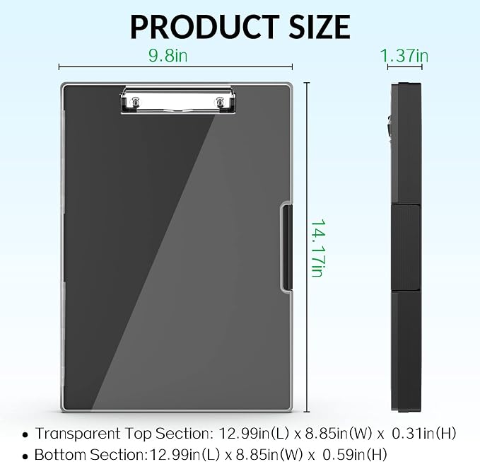 Sooez Clipboard with Storage, Plastic Clip Boards 8.5x11 with Storage, Heavy - Image 6