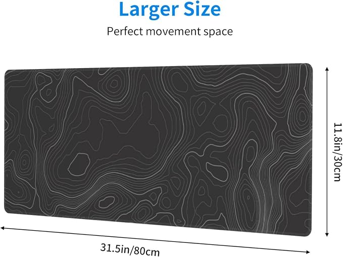 Topographic Contour Extended Big Mouse Pad Large, Gaming Mouse Pad Desk Pad - Image 2
