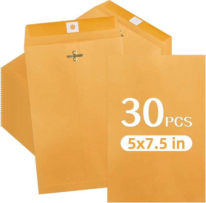 30 Pcs 5 x 7.5Inch Manilla Envelopes, Kraft Envelopes by Bazyrock