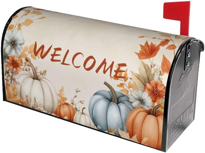 Autumn Pumpkin Welcome Magnetic Mailbox Cover, Fall Mailbox Wrap Decorative - Image 2