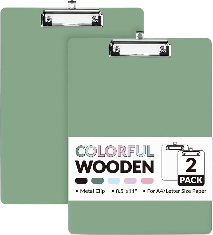 Sooez 2 Pack Clipboard, Colored Cardboard, Hardboard Clip Boards 8.5 x 11 by Sooez