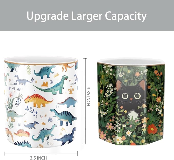 Pen Holder, Pencil Cup for Desk, Cute Makeup Brush Holder, Durable Ceramic - Image 2