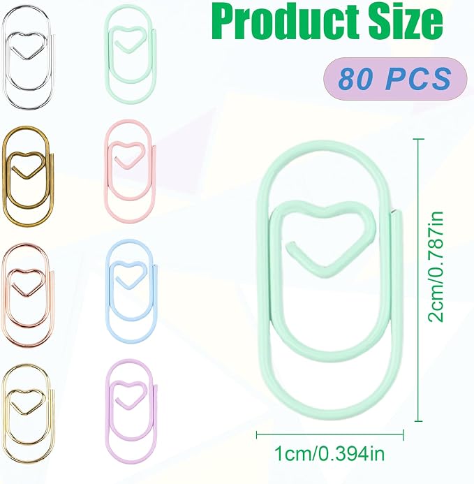 80 Pcs Heart Paper Clips - Image 2