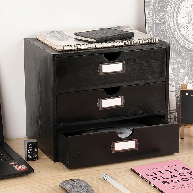 Wooden Storage Box Rustic Desktop Organizer - Image 2