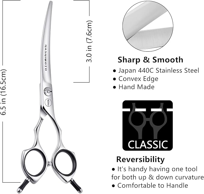 HASHIMOTO Dog Grooming Scissors, Curved Scissors - Image 2