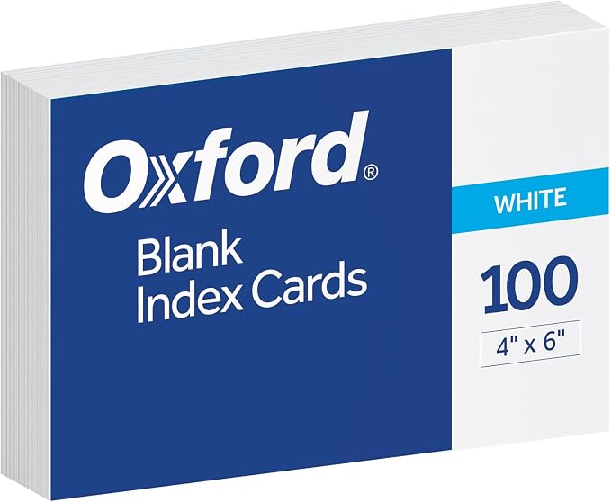 Oxford Blank Index Cards, 100 Per Pack by TOPSProducts