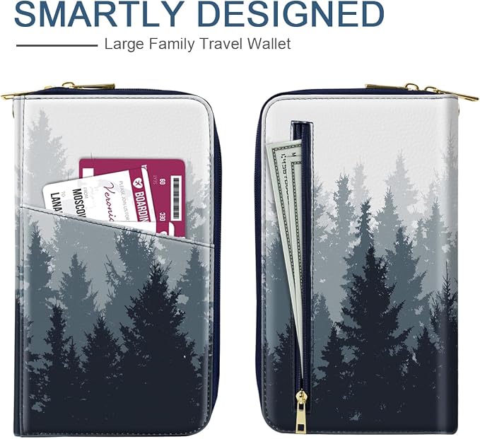 Family Passport Holder Wallet RFID Blocking Document Organizer PU Leather - Image 3