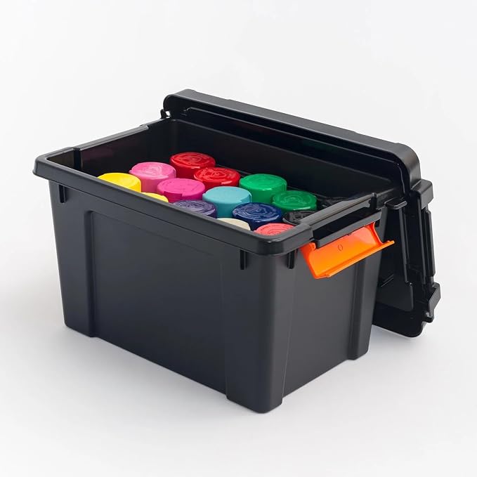 5 Gal Storage Bin 4-Pack, Stackable Plastic Tote - Image 2
