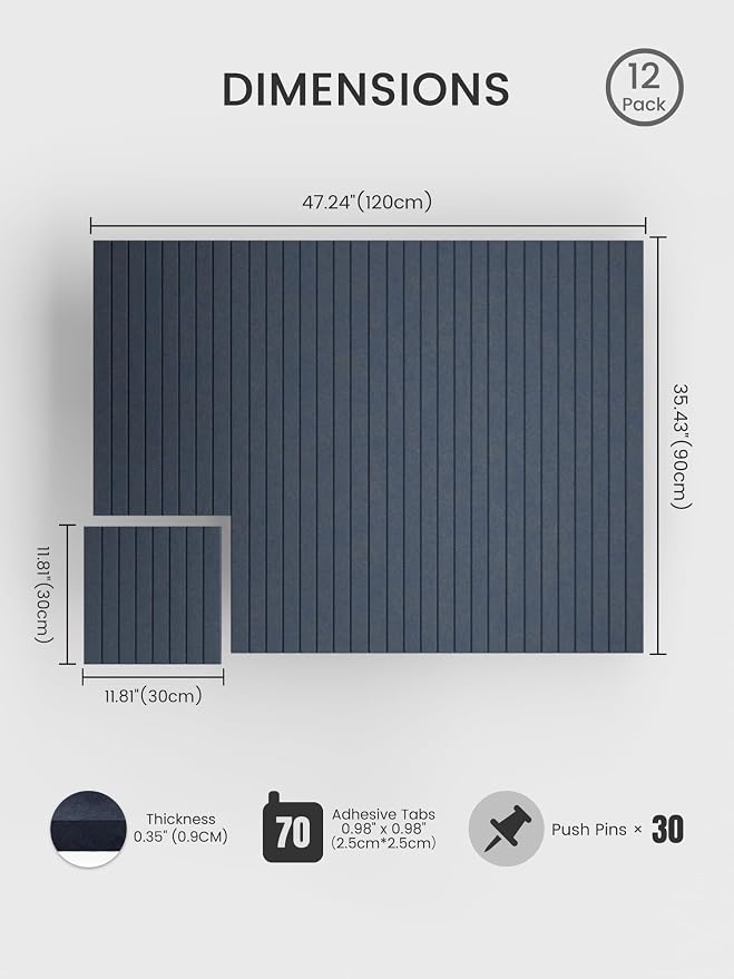 Bumusty Large Cork Board Alternative-48 x 36" Felt Bulletin Board Tiles - Image 2