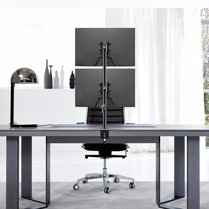 Suptek Dual LED LCD Monitor Stand up Desk Mount for 2 / Two Screens up to 32 inch Extra Tall 31.5" Pole Heavy Duty Fully Adjustable Stand Vertical Array (MD6802)-DeskLoop Office