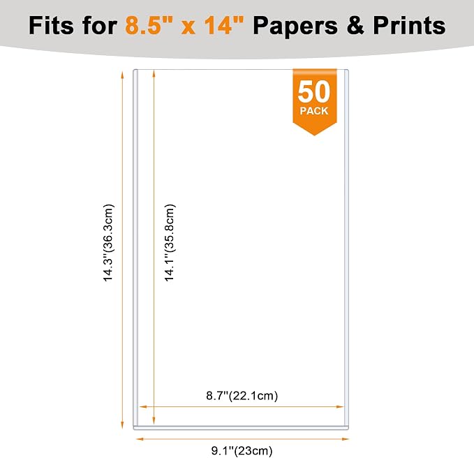 Ndsox 50 Pack 8.5" x 14" Rigid Print Protectors Clear Hard Plastic Sheet - Image 2