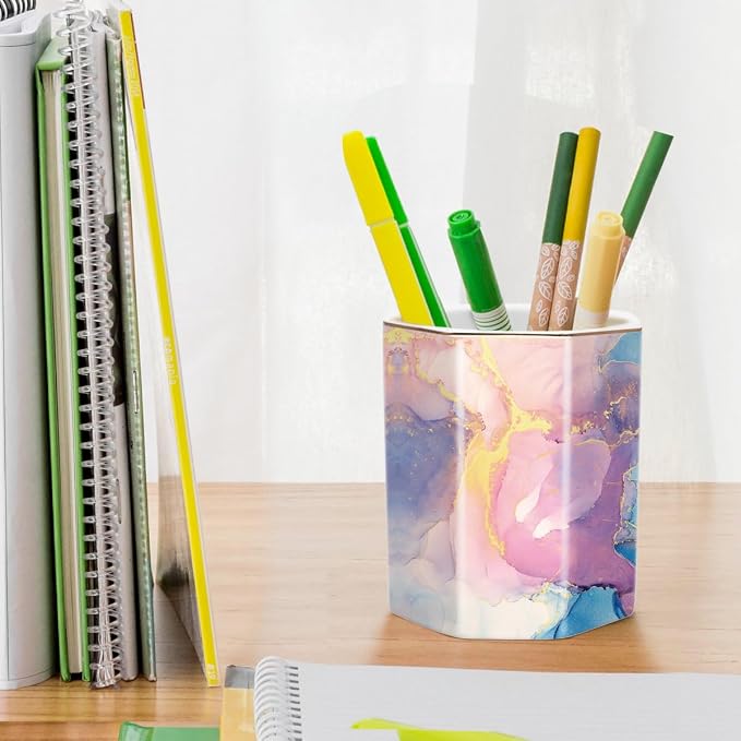 Pen Holder for Desk, Cute Ceramic Pencil Holder, Pen Cup Marker Holder Makeup - Image 4