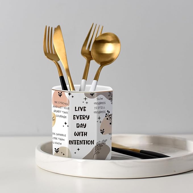 Cute Pen Holder for Desk, Ceramic Pencil Holder, Makeup Brush Holders, Desktop - Image 5