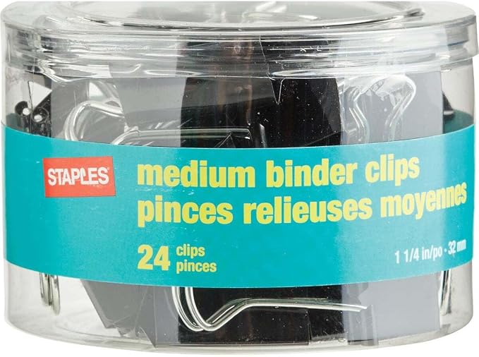 Staples Medium Metal Binder Clips, 1 1/4" Size - Image 3