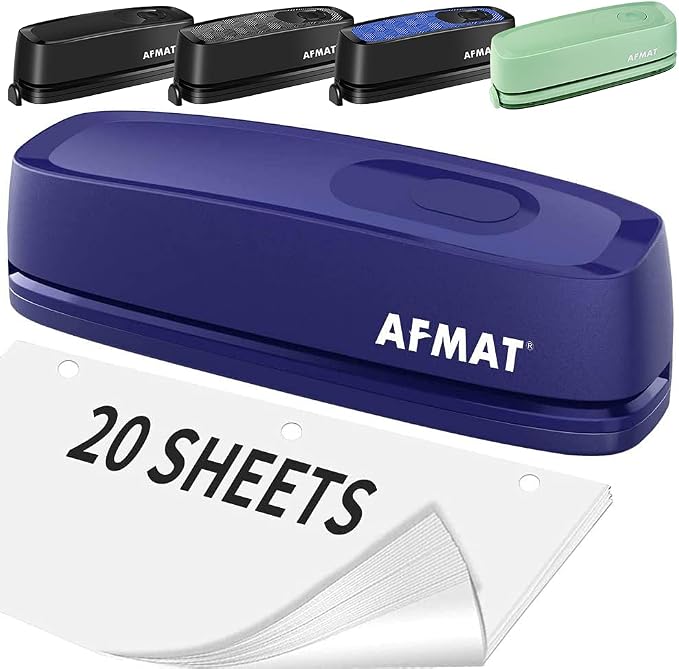 AFMAT Electric 3 Hole Punch, 20-Sheet 3 Hole Puncher by AFMAT