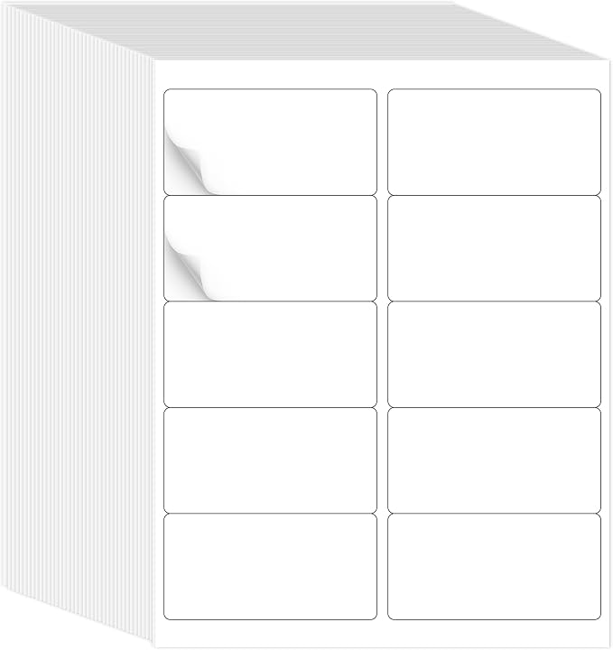 L LIKED 2" x 4" Label Stickers, Printable White 10 per Sheet Total 15, 000 by LLIKED
