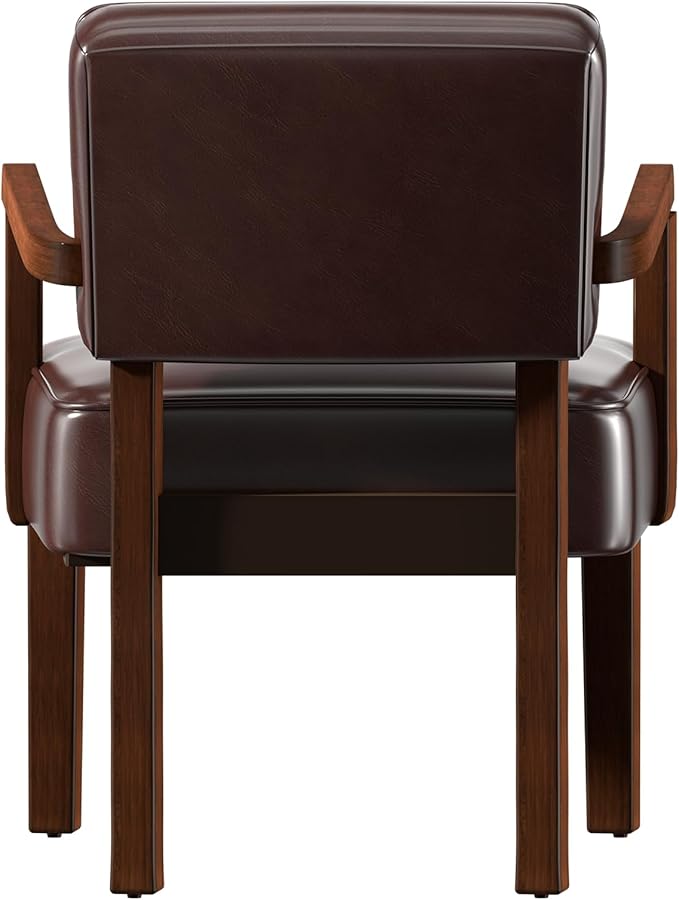 Accent Chair, PU Leather Living Room Chairs Oversized with Soft Seat and Armrests, Armchair for Bedroom, Dinning, Reading, Waiting Rooms (Leather Cherry)-DeskLoop Office