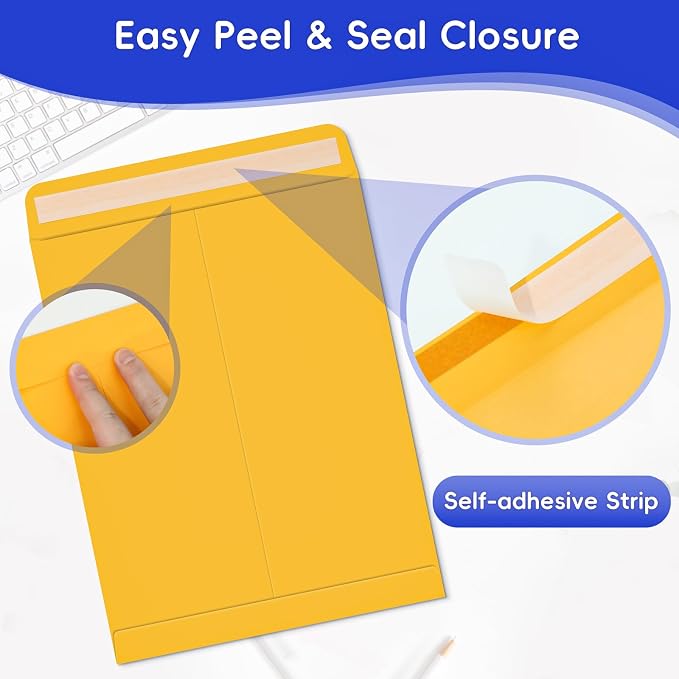 25 Pack 9 x 12 Catalog Mailing Envelopes, Self-Seal Brown Manilla Envelopes | - Image 3