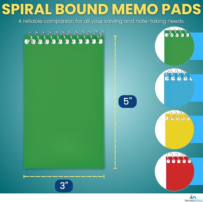 1InTheOffice Wirebound Spiral Memo Books, Memo Pads, College Ruled, Small - Image 2