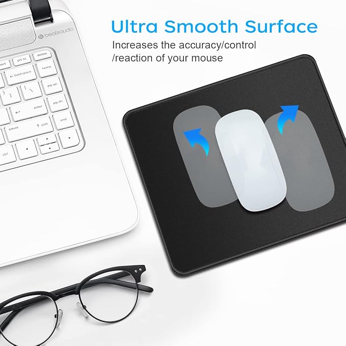 3 Pack Standard Mouse Pad with Stitched Edges, 10.3 x 8.3 in Black | Anti-Fray - Image 5