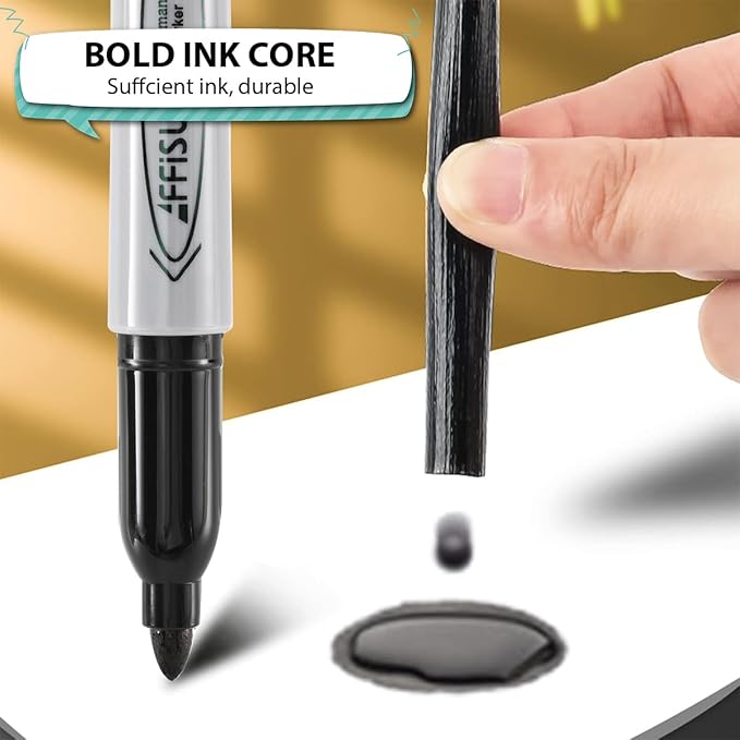 Permanent markers, 40 packs permanent markers bulk, quick drying in one second, smooth, not easy to erase, durable, can be marked on glass, tiles and cloth, office supplies,Gray shell-DeskLoop Office