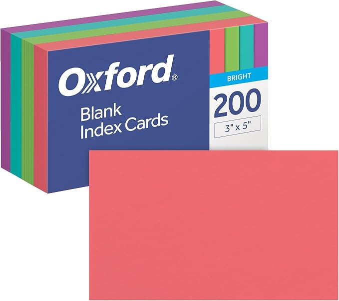 Oxford Blank Index Cards, Blank Note Cards, Flashcards by Oxford