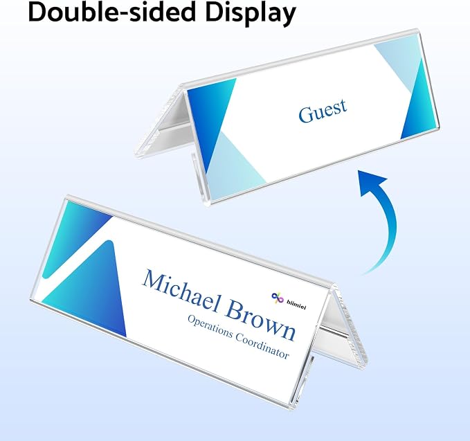 HlIMIEI Acrylic Name Plates for Desks, 5 Pack Clear Tent Name Holders 3 x 8.5 - Image 5