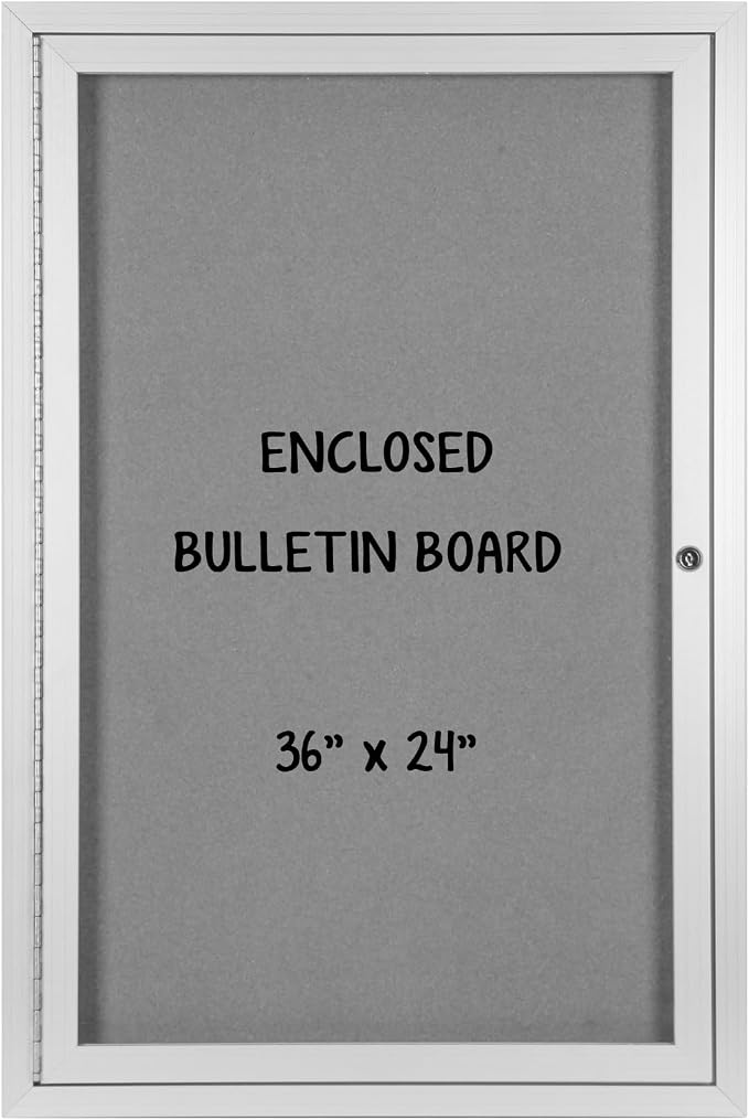 INNOVART Enclosed Bulletin Board 36” x 24”, Lockable Fabric Noticeboard by INNOVART