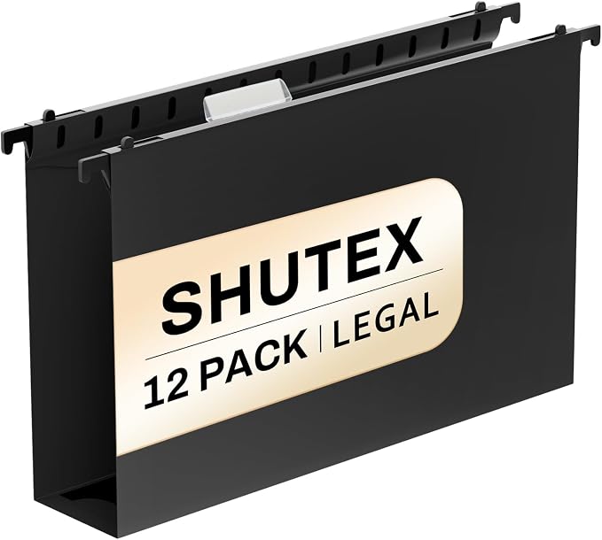 SHUTEX Extra Capacity Legal Size Plastic Hanging File Folders, 12 Pack by Shutex