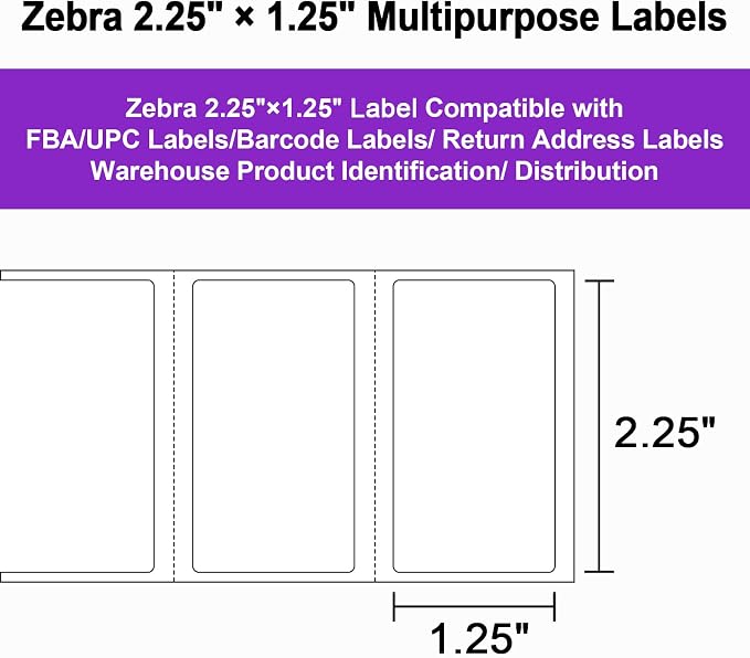 12 Rolls 12000 Labels 2.25" x 1.25" Direct Thermal Labels - Image 3